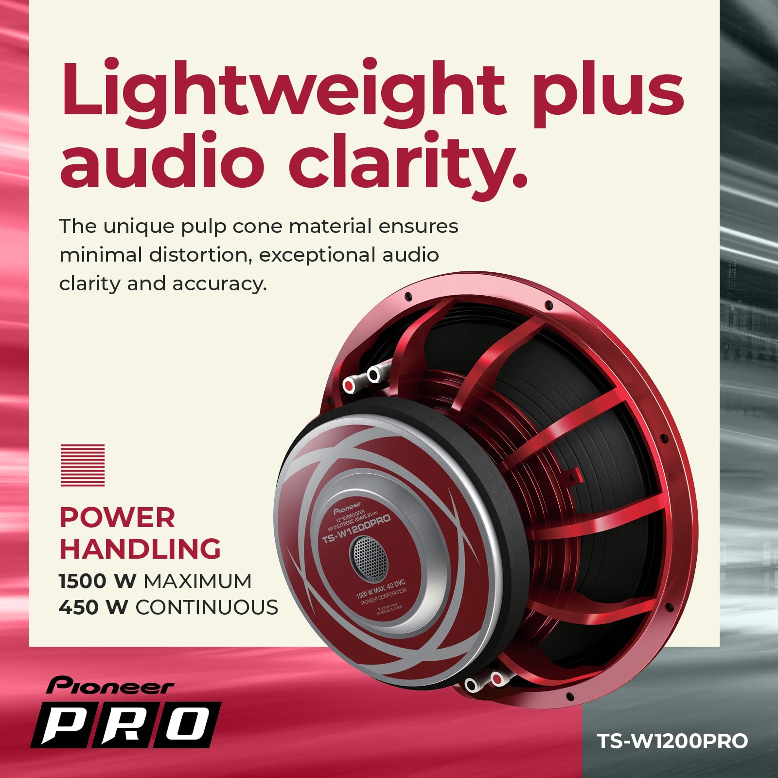 Amazon.com: Pioneer TS-W1200PRO PRO Series 12” Subwoofer, 1500